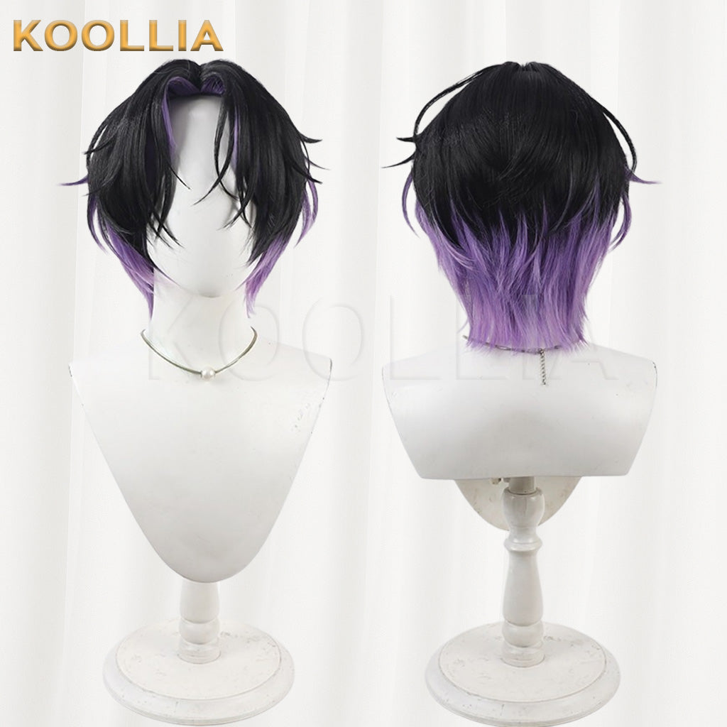 Neo Porte Asakura Shi Black Hair With Purple Highlights Wolf Cut Short Hair Basic Wig