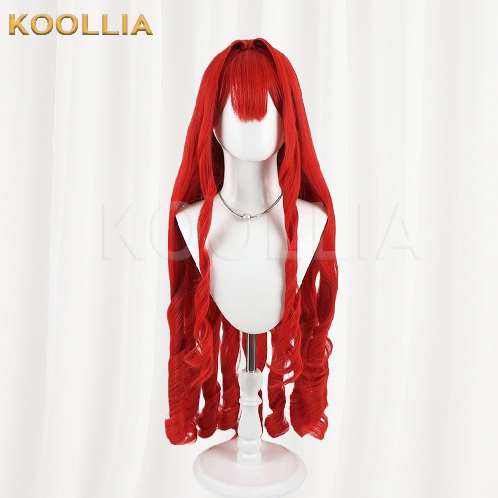 I'm the Villainess Batia Bright Red Extra Long Water Wave Hair Basic Wig