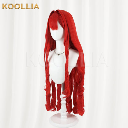 I'm the Villainess Batia Bright Red Extra Long Water Wave Hair Basic Wig
