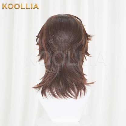 Identity V Bullfighter Wig Garden Party Warm Brown Layered Wolf Tail Basic Wig