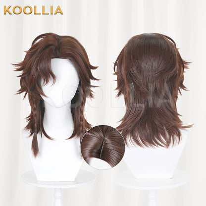 Identity V Bullfighter Wig Garden Party Warm Brown Layered Wolf Tail Basic Wig