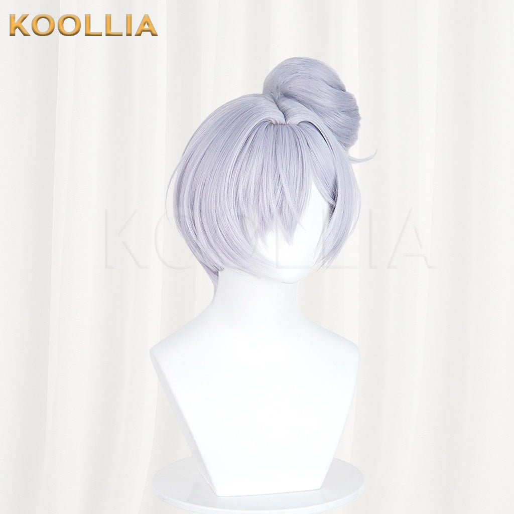 NIKKE Goddess of Victory Cinderella Swimsuit Wig Light Gray Purple Detachable Split Bun Realistic Scalp Top Basic Wig