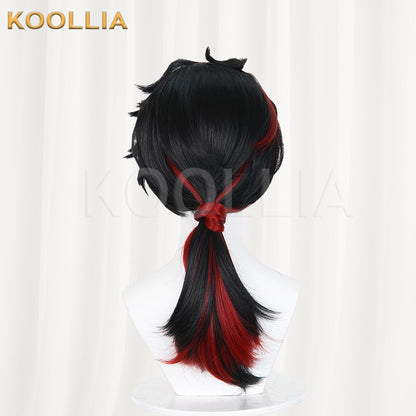 Identity V Composer Uini Wig Black Red Highlight Low Tied Long Basic Wig