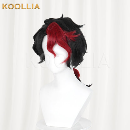 Identity V Composer Uini Wig Black Red Highlight Low Tied Long Basic Wig
