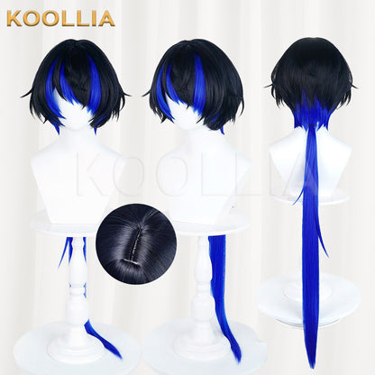 Yihuan Daphne Black Blue Gradient Wig Integrated Long Straight Tail Realistic Scalp Top Basic Wig