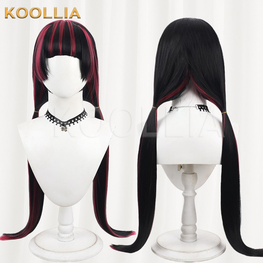 Monster High Draculaura Wig Black Pink Double Low Ponytails Basic Wig