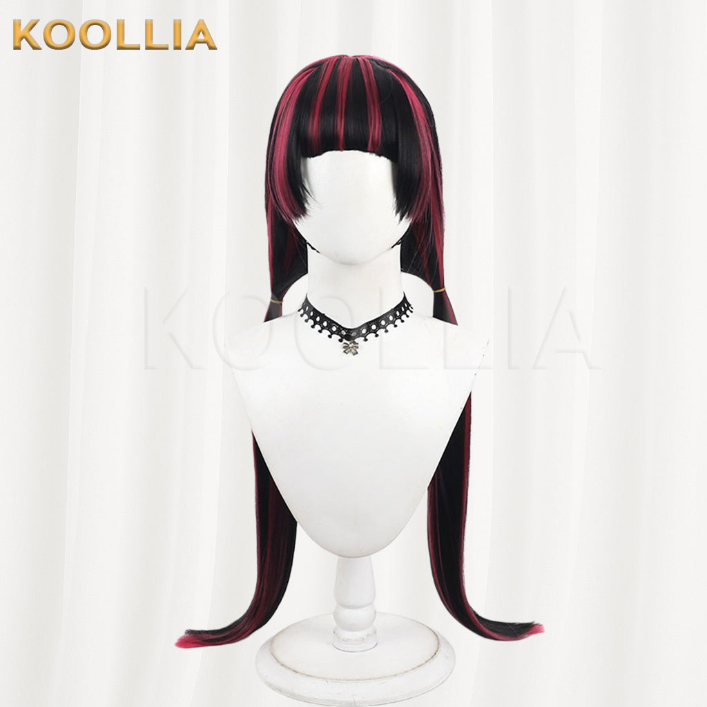 Monster High Draculaura Wig Black Pink Double Low Ponytails Basic Wig