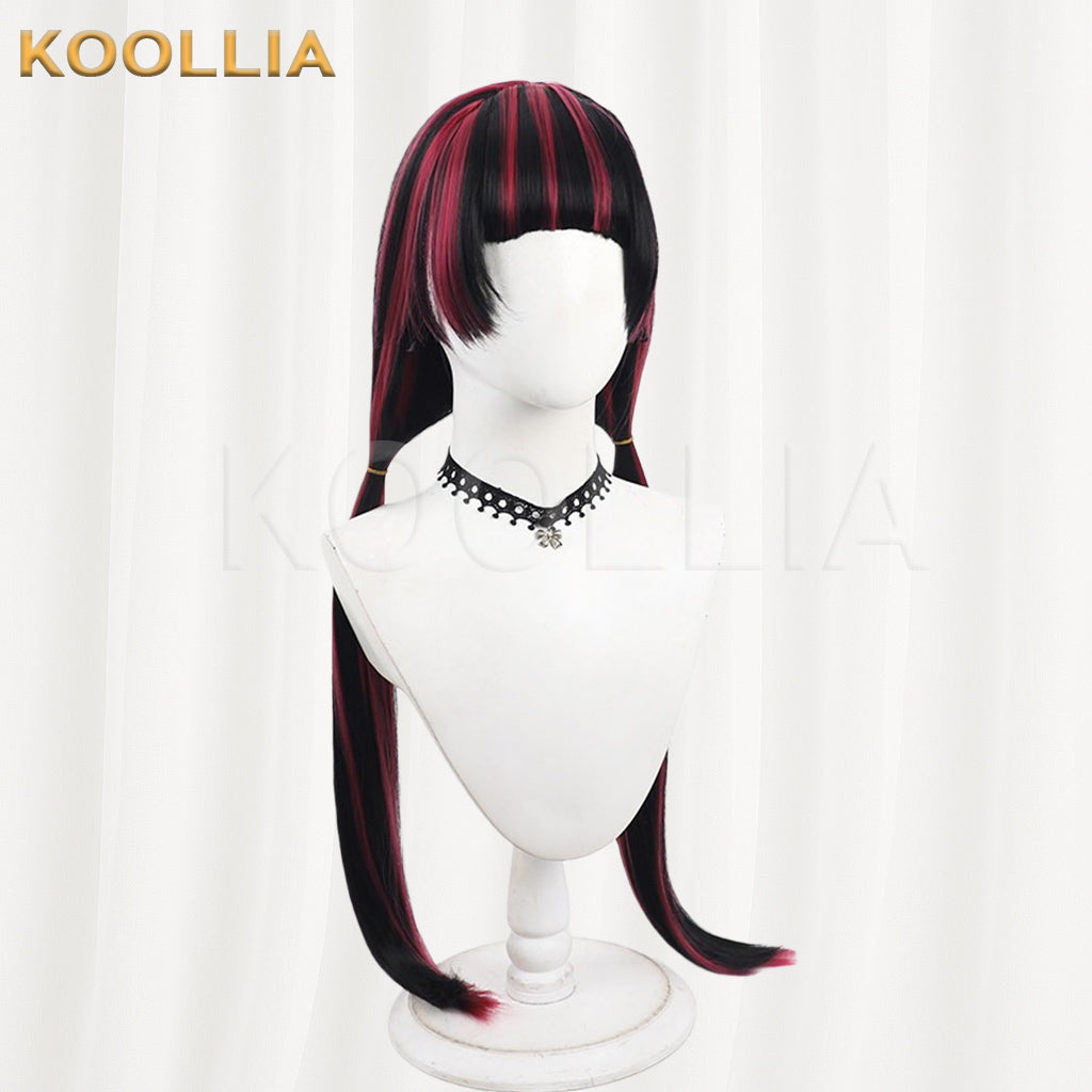 Monster High Draculaura Wig Black Pink Double Low Ponytails Basic Wig