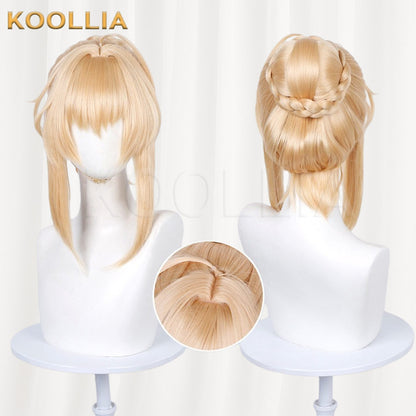 Fate/Zero Artoria Pendragon Saber Cream Blonde Integrated Updo Basic Wig