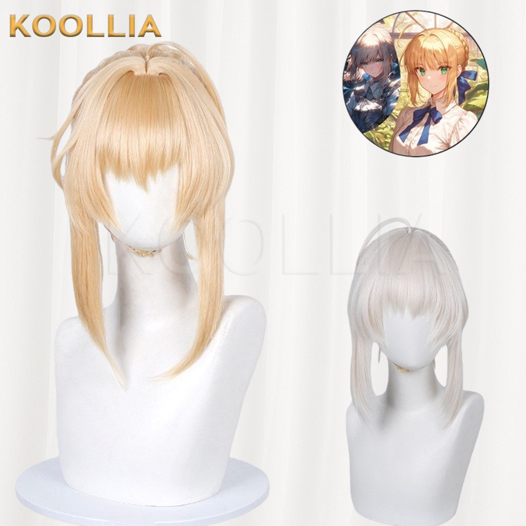 Fate/Zero Artoria Pendragon Saber Cream Blonde Integrated Updo Basic Wig
