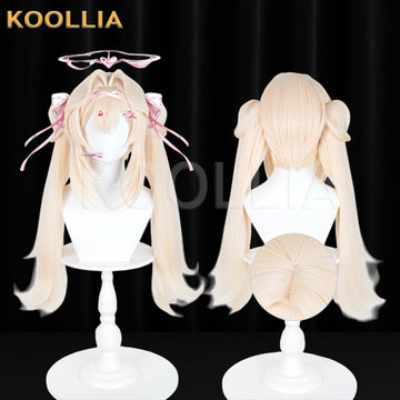 Path to Nowhere Faurer Wig Light Cream Gold Realistic Scalp Top Straight Long Base With Claw-Clip Twin-Tails Basic Wig