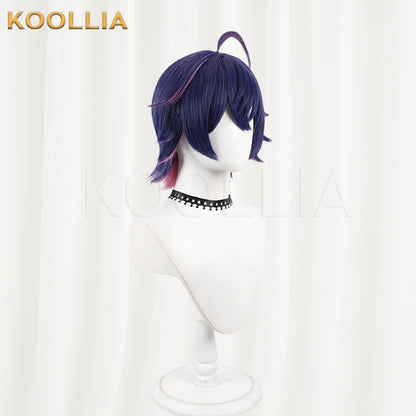 18TRIP Fubuki Yachiyo Wig Blue‑Purple Magenta‑Pink Two‑Tone Realistic Scalp Top Flip‑Out Short Wig Basic Wig