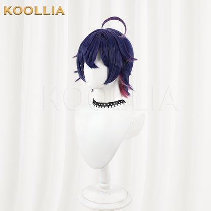 18TRIP Fubuki Yachiyo Wig Blue‑Purple Magenta‑Pink Two‑Tone Realistic Scalp Top Flip‑Out Short Wig Basic Wig