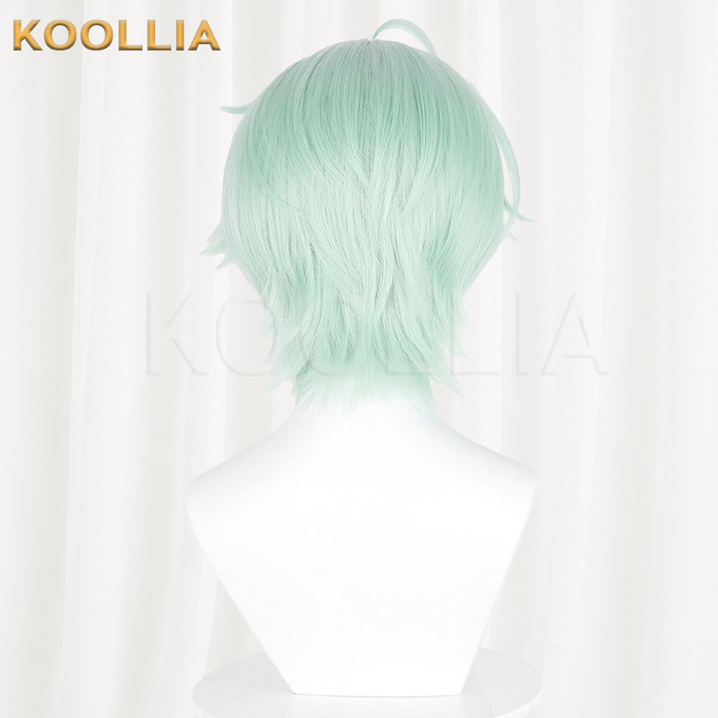 Genshin Impact Arosha Light Mint Green Layered Wolf Cut Short Hair Basic Wig