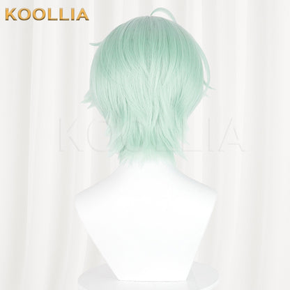Genshin Impact Arosha Light Mint Green Layered Wolf Cut Short Hair Basic Wig