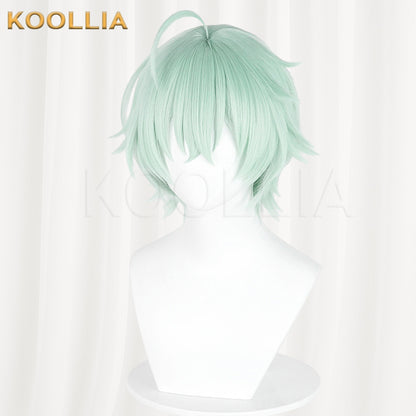 Genshin Impact Arosha Light Mint Green Layered Wolf Cut Short Hair Basic Wig