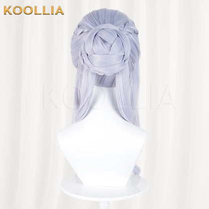 Genshin Impact Tsaritsa Anastasia Light Gray Blue Gradient Braided Updo Basic Wig