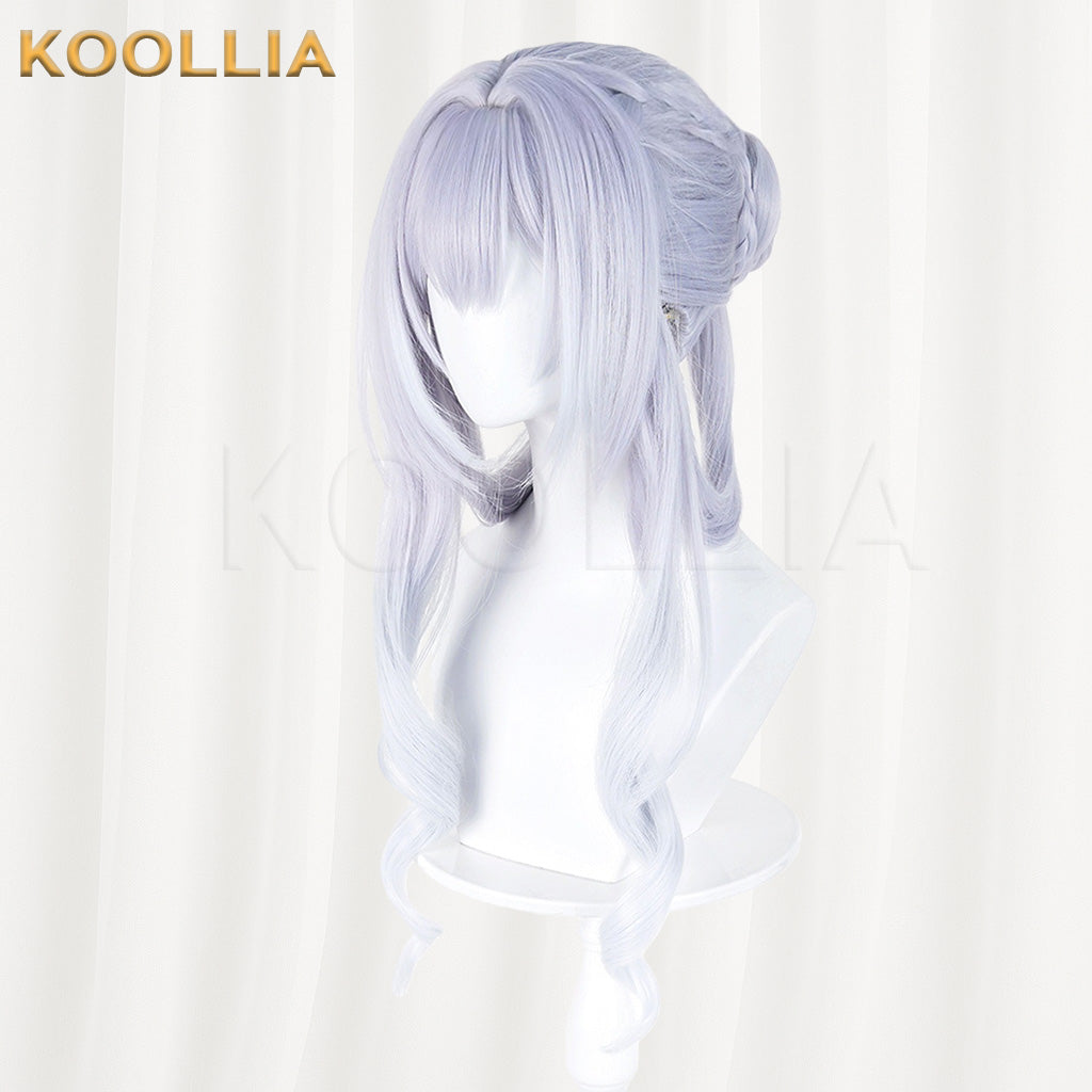 Genshin Impact Tsaritsa Anastasia Light Gray Blue Gradient Braided Updo Basic Wig