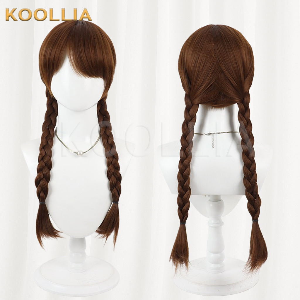 Universal Girl Wig Deep Brown Realistic Scalp Top All‑In‑One Double Braid Basic Wig