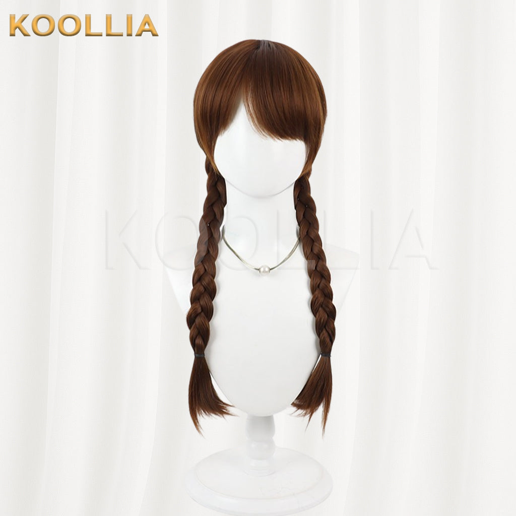 Universal Girl Wig Deep Brown Realistic Scalp Top All‑In‑One Double Braid Basic Wig