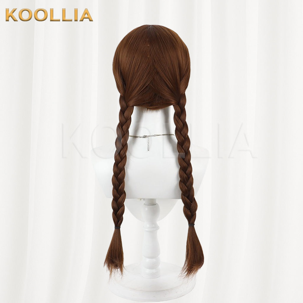 Universal Girl Wig Deep Brown Realistic Scalp Top All‑In‑One Double Braid Basic Wig