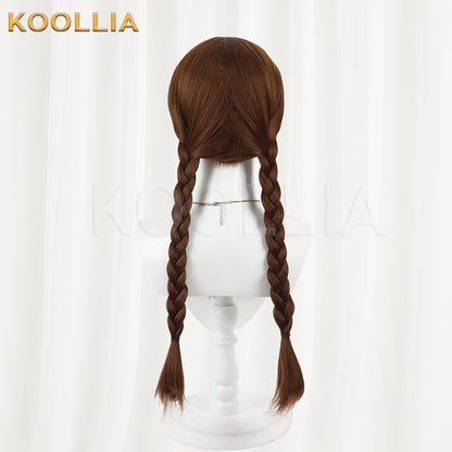 Universal Girl Wig Deep Brown Realistic Scalp Top All‑In‑One Double Braid Basic Wig
