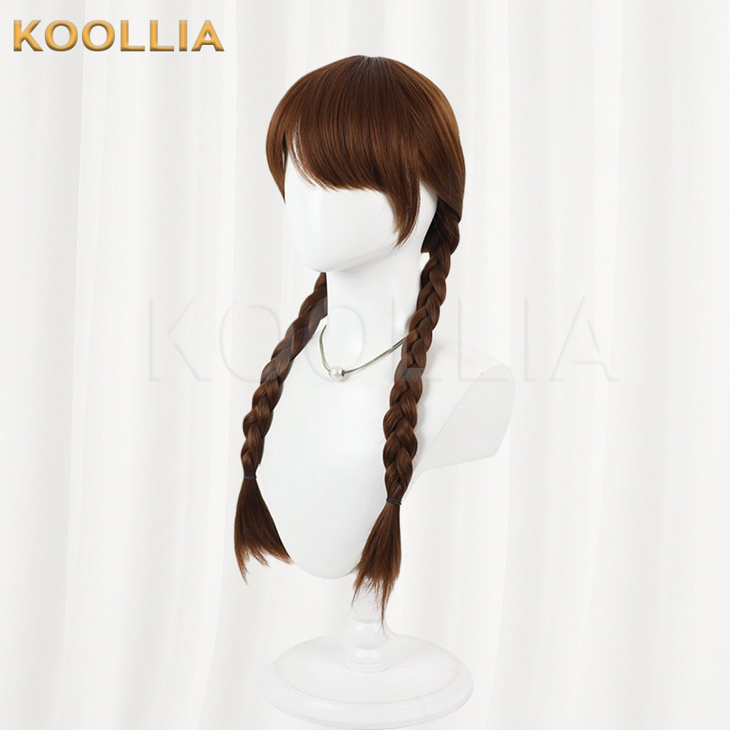 Universal Girl Wig Deep Brown Realistic Scalp Top All‑In‑One Double Braid Basic Wig