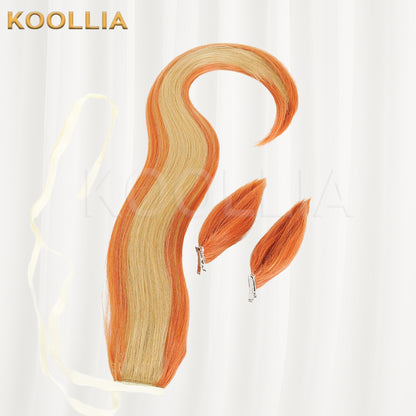 Uma Musume Gold Ship Wig Warm Orange Gold Double High Ponytails Extra-Long Straight Basic Wig