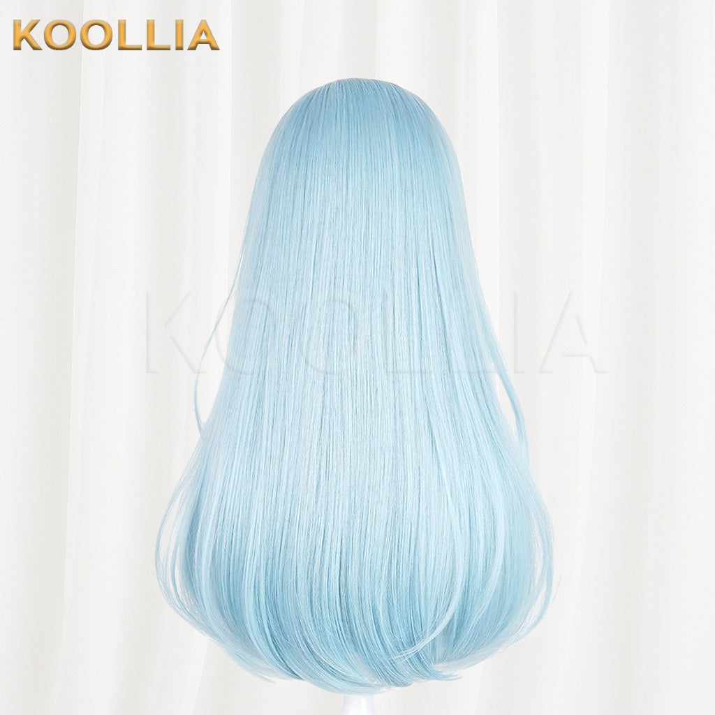 Project SEKAI Hinomori Shizuku Light Ice Blue Medium Inward Straight Hair Basic Wig