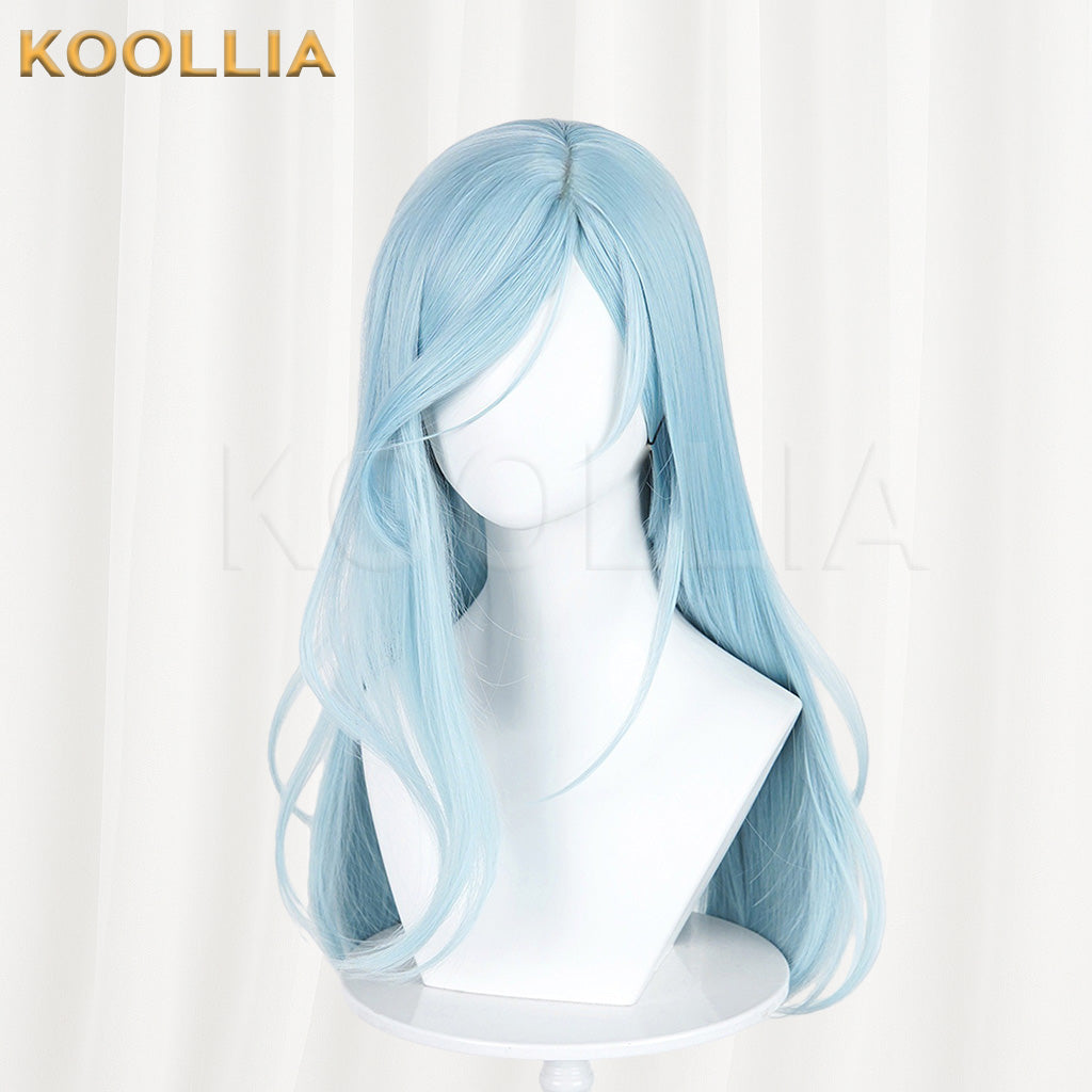 Project SEKAI Hinomori Shizuku Light Ice Blue Medium Inward Straight Hair Basic Wig