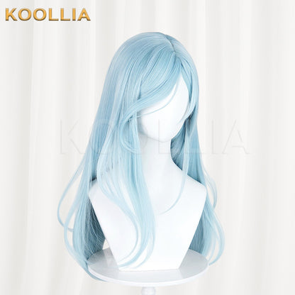 Project SEKAI Hinomori Shizuku Light Ice Blue Medium Inward Straight Hair Basic Wig