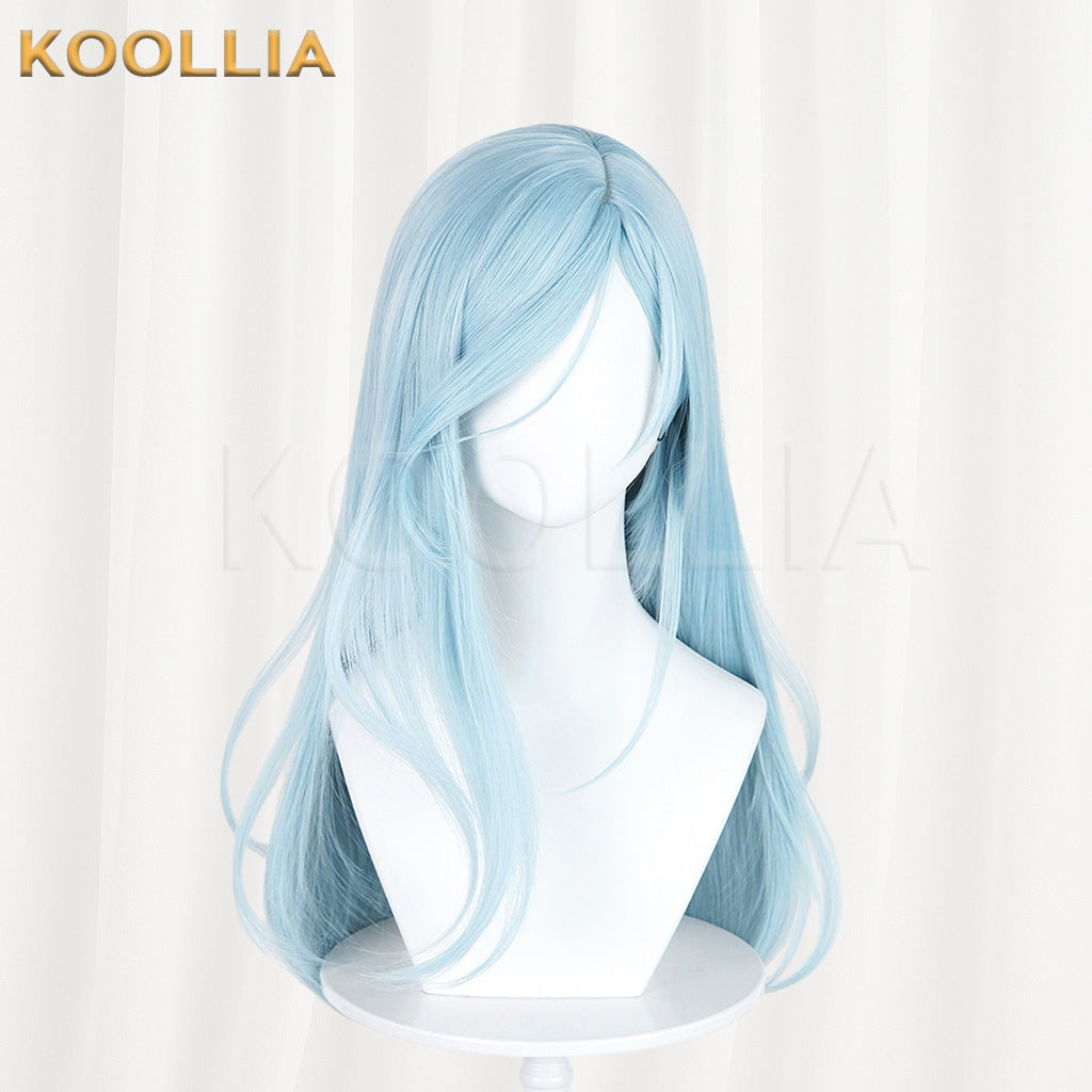 Project SEKAI Hinomori Shizuku Light Ice Blue Medium Inward Straight Hair Basic Wig