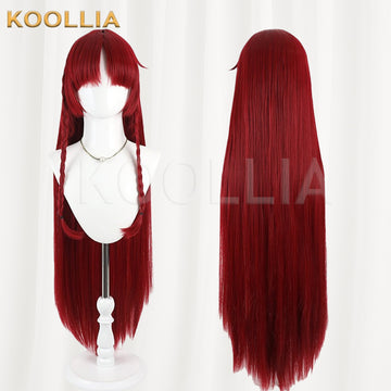 Touhou Project Hong Meiling Wig Chinese Red Long Straight Double Braids Basic Wig