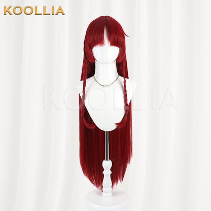 Touhou Project Hong Meiling Wig Chinese Red Long Straight Double Braids Basic Wig