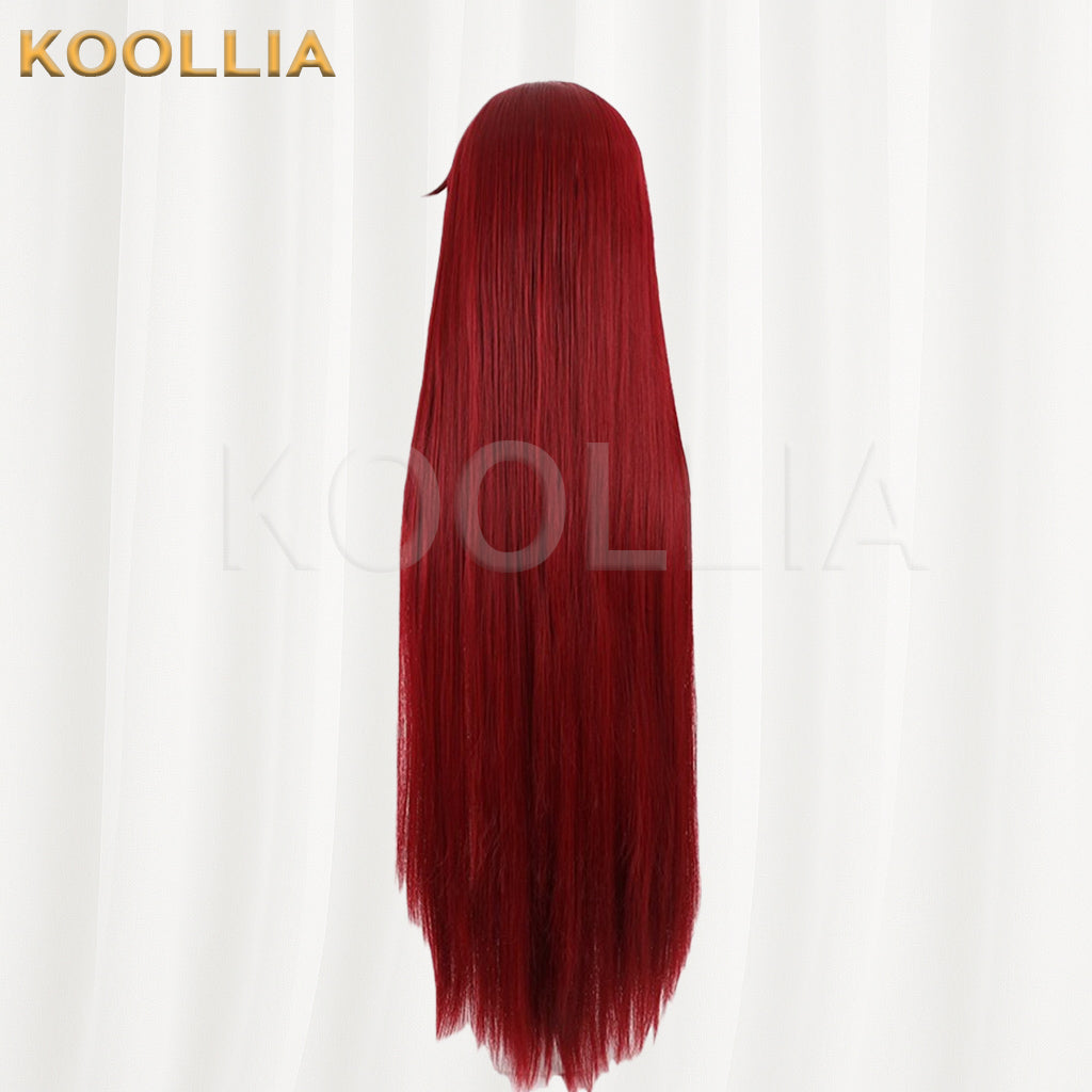 Touhou Project Hong Meiling Wig Chinese Red Long Straight Double Braids Basic Wig