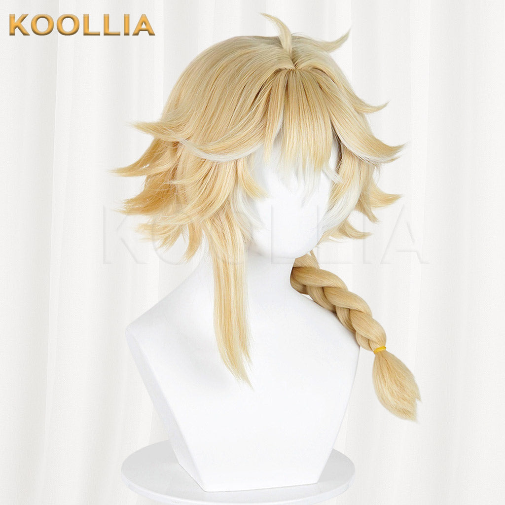 Honor of Kings Mayene Light Cream Blonde Fluffy Short Hair With Single Braid Basic Wig