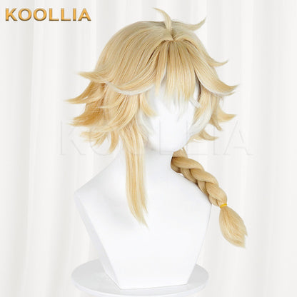 Honor of Kings Mayene Light Cream Blonde Fluffy Short Hair With Single Braid Basic Wig