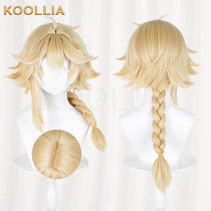Honor of Kings Mayene Light Cream Blonde Fluffy Short Hair With Single Braid Basic Wig