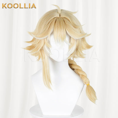 Honor of Kings Mayene Light Cream Blonde Fluffy Short Hair With Single Braid Basic Wig