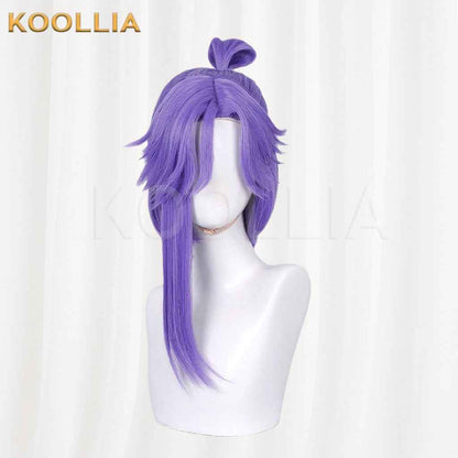 Honor of Kings Sun Quan Fairy Fan Messenger Deep Purple Half-up Long Hair Basic Wig