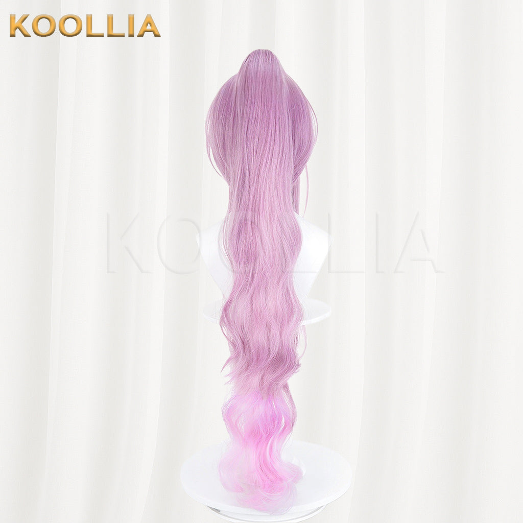 Azur Lane Maximilian IMMELMANN Wig Light Purple Pink Gradient High Ponytail Curly Basic Wig