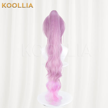Azur Lane Maximilian IMMELMANN Wig Light Purple Pink Gradient High Ponytail Curly Basic Wig