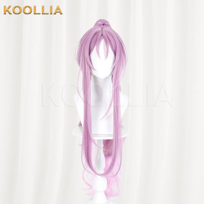 Azur Lane Maximilian IMMELMANN Wig Light Purple Pink Gradient High Ponytail Curly Basic Wig