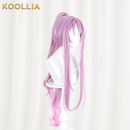 Azur Lane Maximilian IMMELMANN Wig Light Purple Pink Gradient High Ponytail Curly Basic Wig