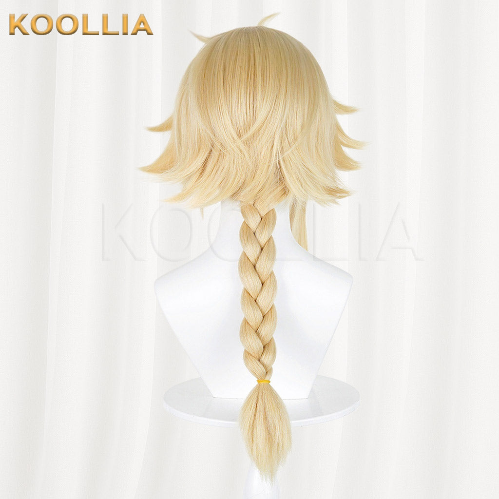 Honor of Kings Mayene Light Cream Blonde Fluffy Short Hair With Single Braid Basic Wig