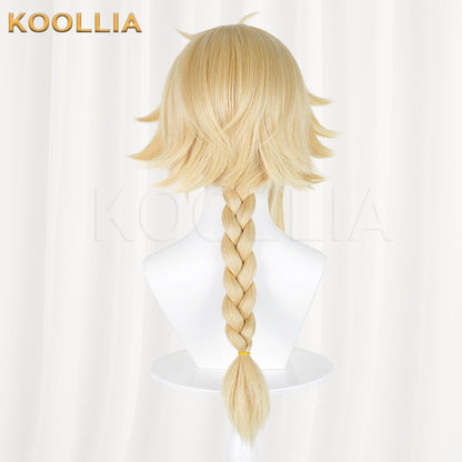 Honor of Kings Mayene Light Cream Blonde Fluffy Short Hair With Single Braid Basic Wig