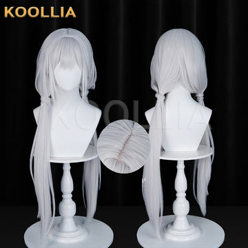 Naraka Bladepoint Ji Yingying Wig Pajama Theme Cool Silver White Realistic Scalp Top Double Low Braided Ponytails Basic Wig