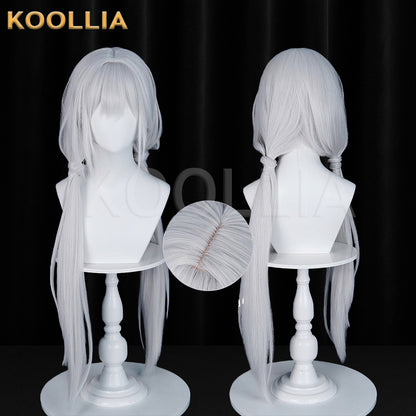 Naraka Bladepoint Ji Yingying Wig Pajama Theme Cool Silver White Realistic Scalp Top Double Low Braided Ponytails Basic Wig