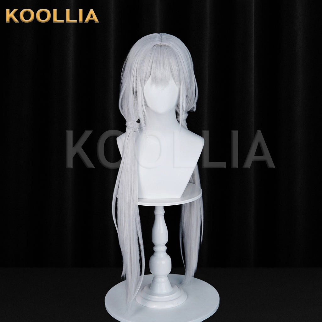 Naraka Bladepoint Ji Yingying Wig Pajama Theme Cool Silver White Realistic Scalp Top Double Low Braided Ponytails Basic Wig