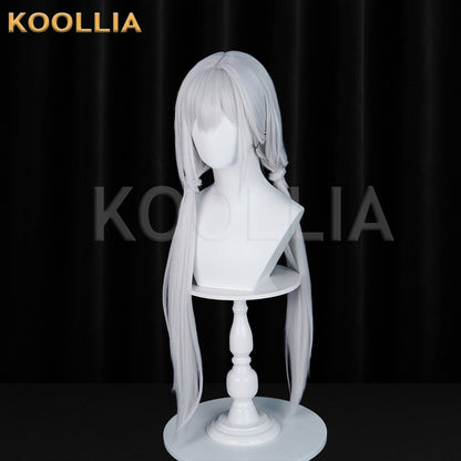 Naraka Bladepoint Ji Yingying Wig Pajama Theme Cool Silver White Realistic Scalp Top Double Low Braided Ponytails Basic Wig